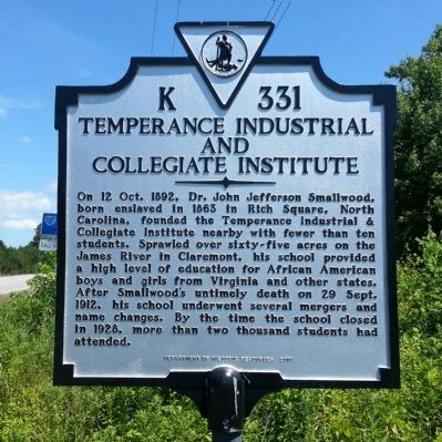 Temperance Industrial and Collegiate Institute Marker image. Click for full size.