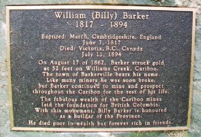 William (Billy) Barker Marker image. Click for full size.