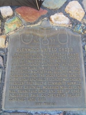 Glenwood United Order Marker. Click for full size. Glenwood United Order Marker image. Click for full size.