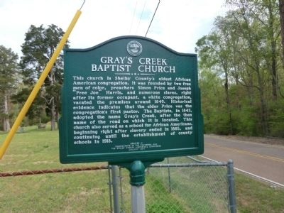 Gray's Creek Baptist Church Marker side image. Click for full size.