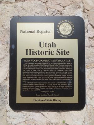 Glenwood Cooperative Mercantile Marker. Click for full size. Glenwood Cooperative Mercantile Marker image. Click for full size.