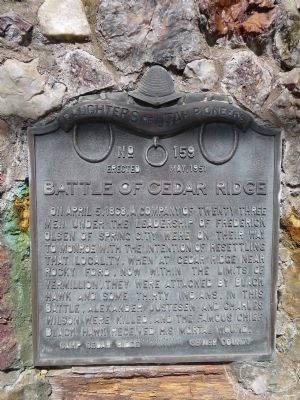 Battle of Cedar Ridge Marker image. Click for full size.