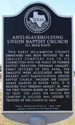 Anti-Slaveholding Union Baptist Cemetery Marker image. Click for full size.