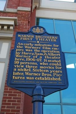 Warner Brothers' First Theater Marker image. Click for full size.