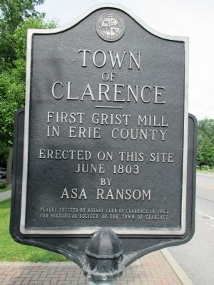 Town of Clarence - First Grist Mill in Erie County Marker image. Click for full size.