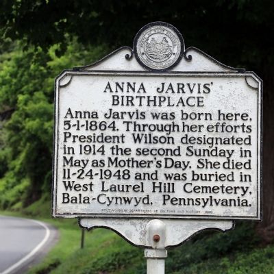 Anna Jarvis Birthplace Marker image. Click for full size.