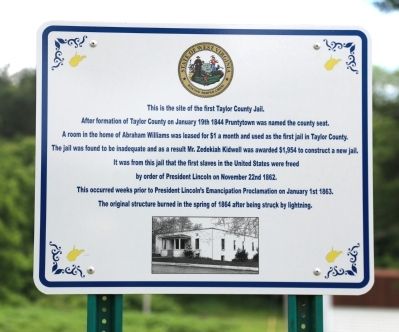 First Taylor County Jail Marker image. Click for full size.