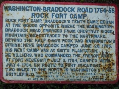 Washington-Braddock Road 1754-55 Marker. Click for full size. Washington-Braddock Road 1754-55 Marker image. Click for full size.