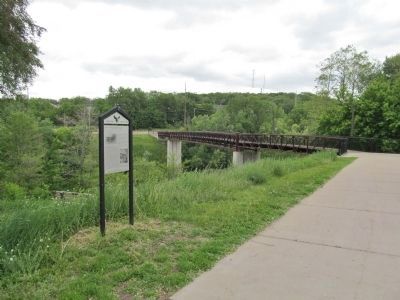 The Eau Claire River Suspension Bridge Marker. Click for full size. The Eau Claire River Suspension Bridge Marker image. Click for full size.