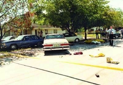 Crime scene photo of the infamous FBI Miami shootout image. Click for full size.