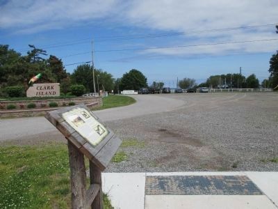 Clark Is. Stone Sign, Marker, Yacht Club Driveway and End of Sidewalk image. Click for full size.