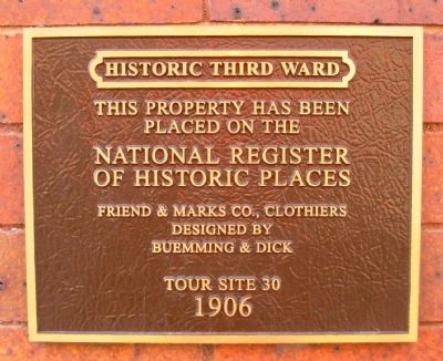 Friend & Marks Co., Clothiers Marker image. Click for full size.