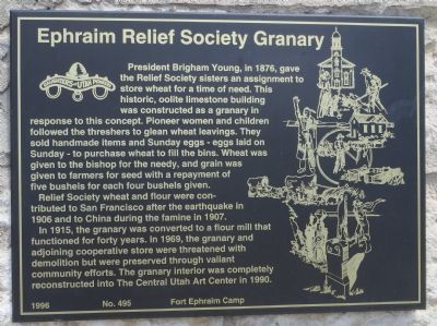 Ephraim Relief Society Granary Marker image. Click for full size.