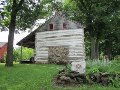 North Side Goodrich-Landow Log Cabin and Plaque image. Click for full size.