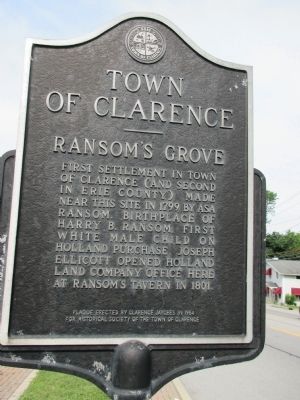 Town of Clarence - Ransom's Grove Marker. Click for full size. Town of Clarence - Ransom's Grove Marker image. Click for full size.
