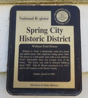 William Ford House Marker image. Click for full size.