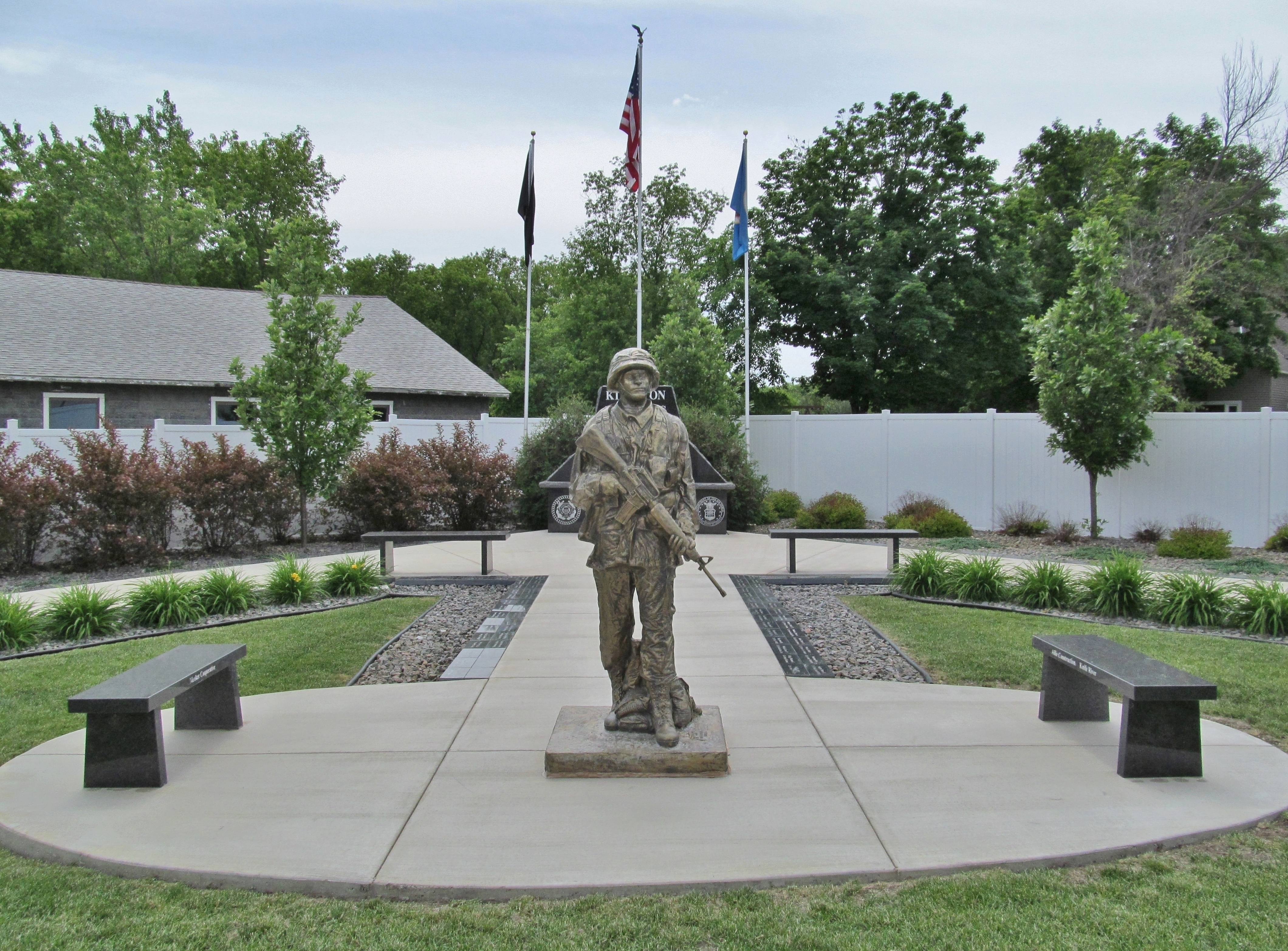 Soldier and Benches in Center Walkway