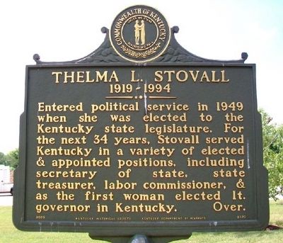 Thelma L. Stovall Marker (Side A) image. Click for full size.