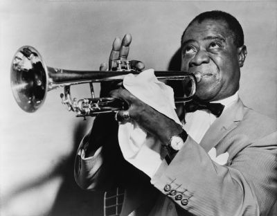 Louis Armstrong, Jazz Trumpeter image. Click for full size.