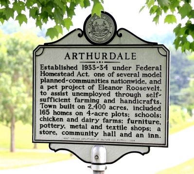 Arthurdale Marker. Click for full size. Arthurdale Marker image. Click for full size.