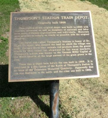 Thompson's Station Train Depot Marker image. Click for full size.