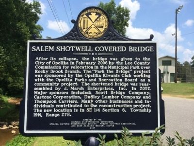 Salem Shotwell Covered Bridge Marker (reverse). Click for full size. Salem Shotwell Covered Bridge Marker (reverse) image. Click for full size.