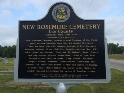 New Rosemere Cemetery Marker (reverse) image. Click for full size.