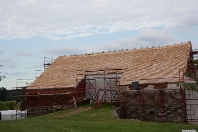 Trostle barn West side with new 1863 style roof.. Click for full size. Trostle barn West side with new 1863 style roof. image. Click for full size.