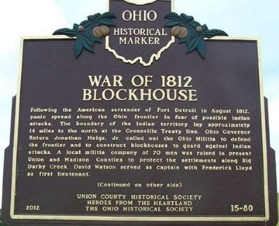 War of 1812 Blockhouse Marker close up image. Click for full size.