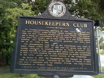 Housekeepers Club Marker image. Click for full size.