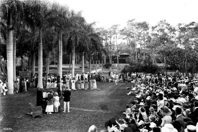 Housekeepers club members performing outdoors at the James estate - Coconut Grove image. Click for full size.