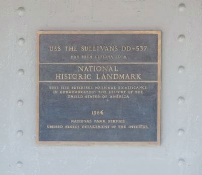USS <i>The Sullivans</i> National Historic Landmark Marker image. Click for full size.