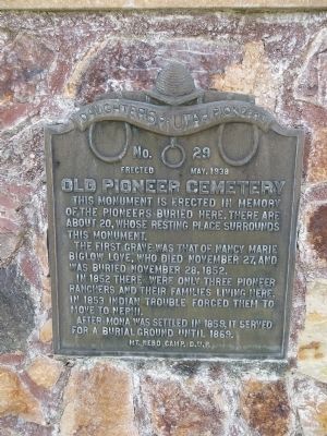 Old Pioneer Cemetery Marker image. Click for full size.