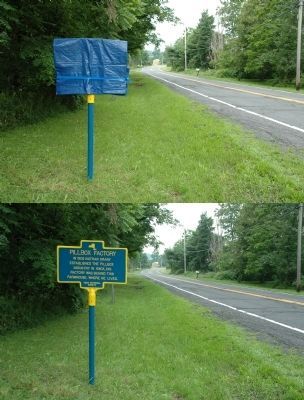 Pillbox Factory Marker - Before and After Unveiling image. Click for full size.