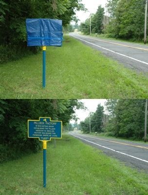 Pillbox Factory Marker - Before and After Unveiling. Click for full size. Pillbox Factory Marker - Before and After Unveiling image. Click for full size.