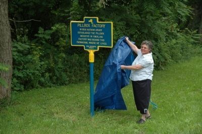 Pillbox Factory Marker Unveiled. Click for full size. Pillbox Factory Marker Unveiled image. Click for full size.