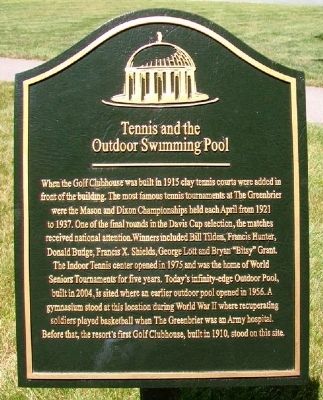 Tennis and the Outdoor Swimming Pool Marker. Click for full size. Tennis and the Outdoor Swimming Pool Marker image. Click for full size.