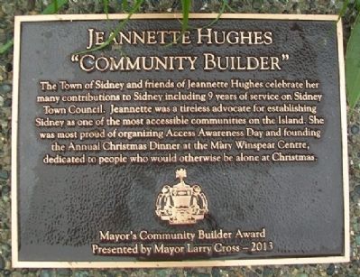 Jeannette Hughes Mayor's Community Builder Award Marker. Click for full size. Jeannette Hughes Mayor's Community Builder Award Marker image. Click for full size.