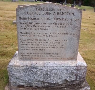 Grave Stone for Colonel John A. Hampton image. Click for full size.