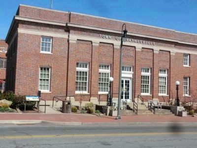Battle House Marker in front of the Town of Waynesville Municipal Building. Click for full size. Battle House Marker in front of the Town of Waynesville Municipal Building image. Click for full size.