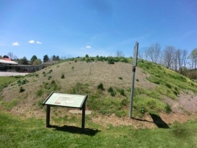Nikwasi Marker with the mound in the background. Click for full size. Nikwasi Marker with the mound in the background image. Click for full size.