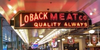 Pike Place Market Meat Market Sign image. Click for full size.