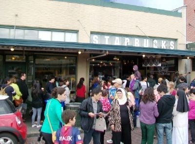 Original Starbucks at Pike Place. Click for full size. Original Starbucks at Pike Place image. Click for full size.