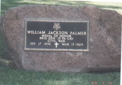 Gen. William J. Palmer Tombstone-Rear view (a boulder). Click for full size. Gen. William J. Palmer Tombstone-Rear view (a boulder) image. Click for full size.