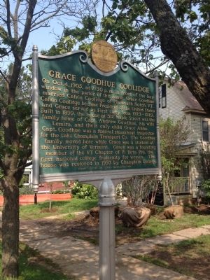 Grace Goodhue Coolidge Marker. Click for full size. Grace Goodhue Coolidge Marker image. Click for full size.