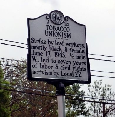 Tobacco Unionism Marker image. Click for full size.