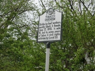 Tobacco Unionism Marker image. Click for full size.