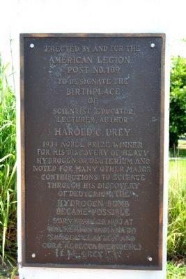 Harold C. Urey Marker. Click for full size. Harold C. Urey Marker image. Click for full size.