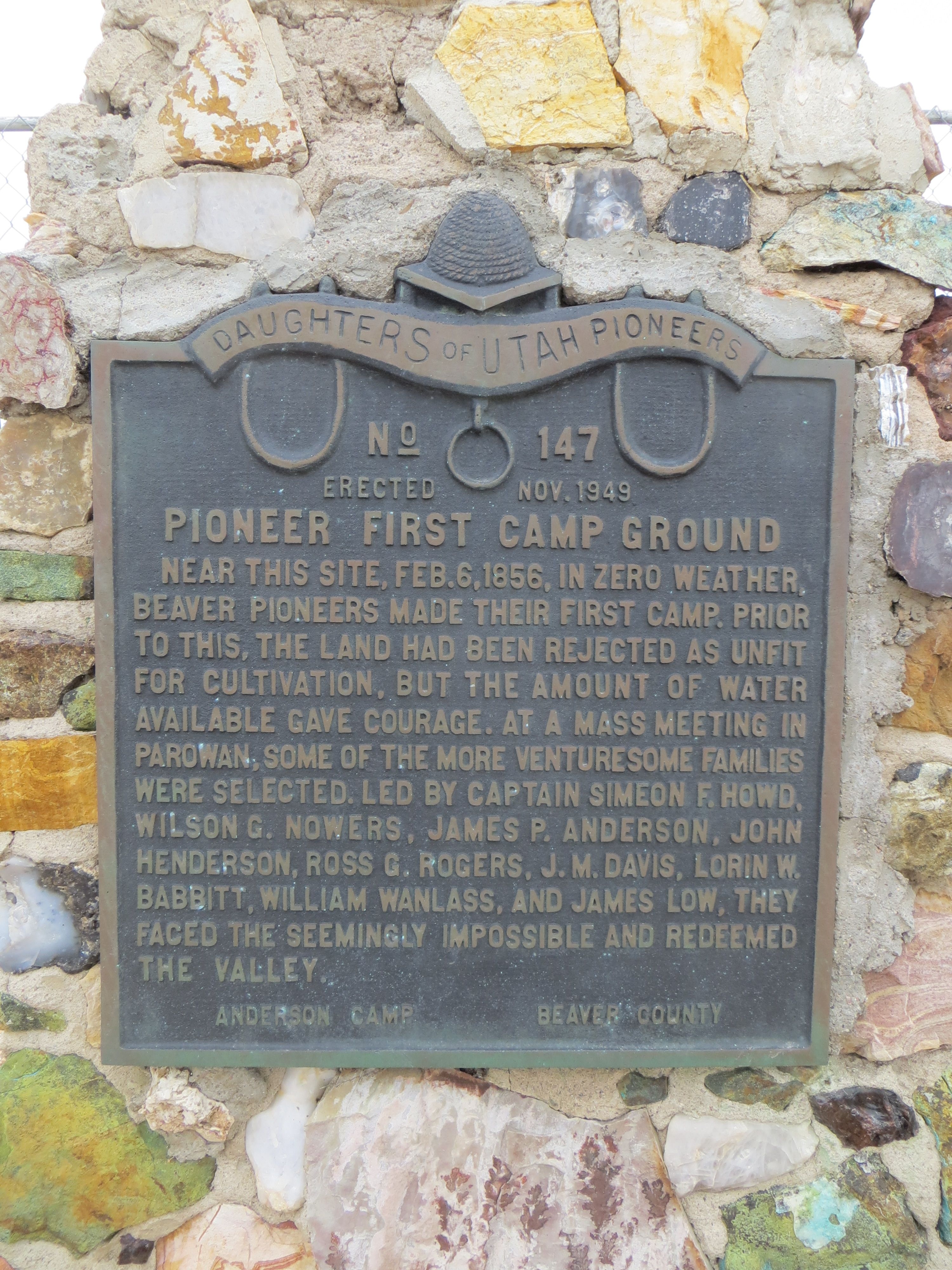 Pioneer First Camp Ground Marker