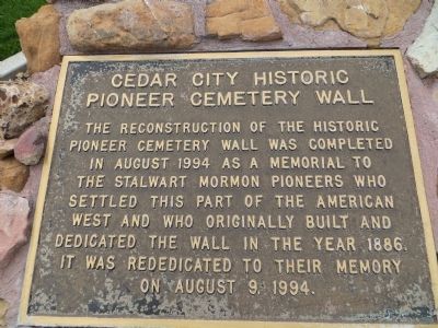 Cedar City Historic Pioneer Cemetery Wall Marker image. Click for full size.
